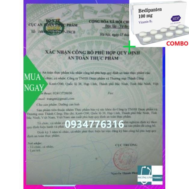 Combo Bedipanten 100mg +  Dưỡng can linh - Bổ gan, thanh nhiệt, giải độc.