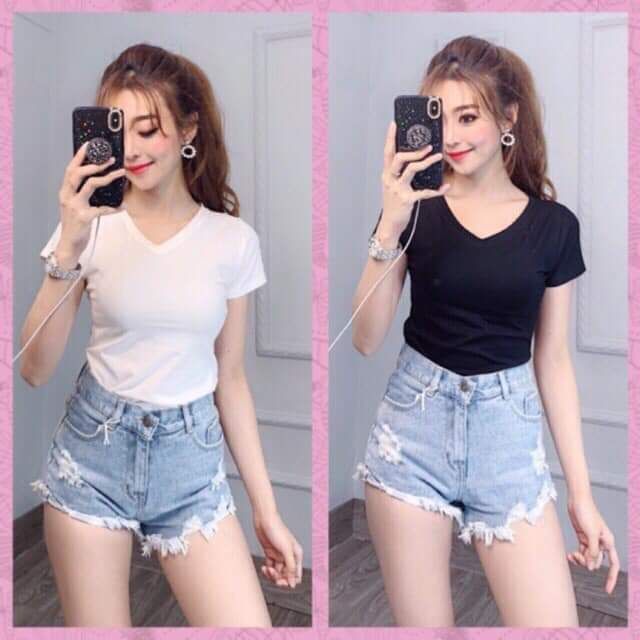 ÁO THUN COTTON CỔ TIM MỀM MỊN | BigBuy360 - bigbuy360.vn