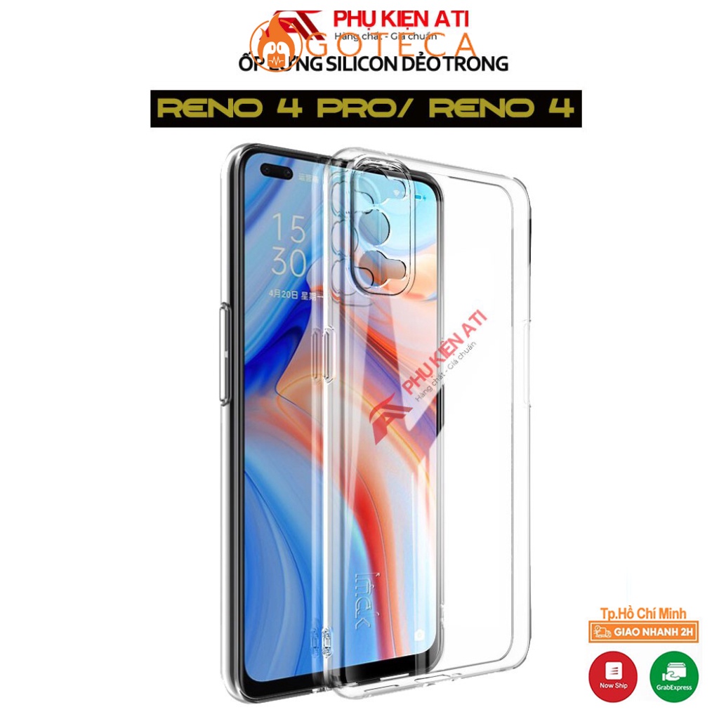Ốp lưng Oppo Reno 4 Pro/ Reno 4 - Silicon dẻo trong suốt- Loại dày lâu ố vàng
