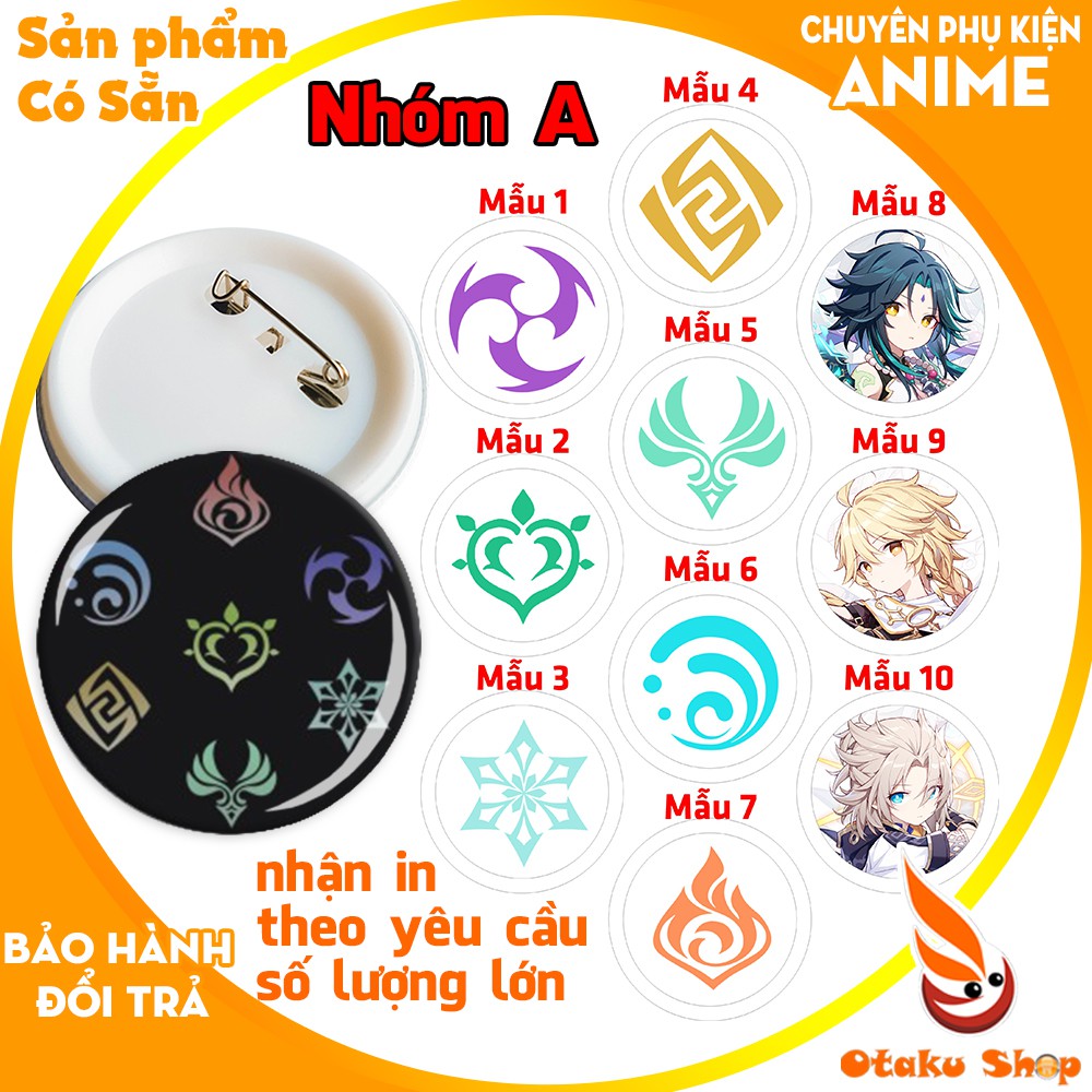 <50 MẪU> Huy hiệu anime Games Genshin Impact pin ghim cài áo, cặp ,túi sách, balo dành cho Otaku