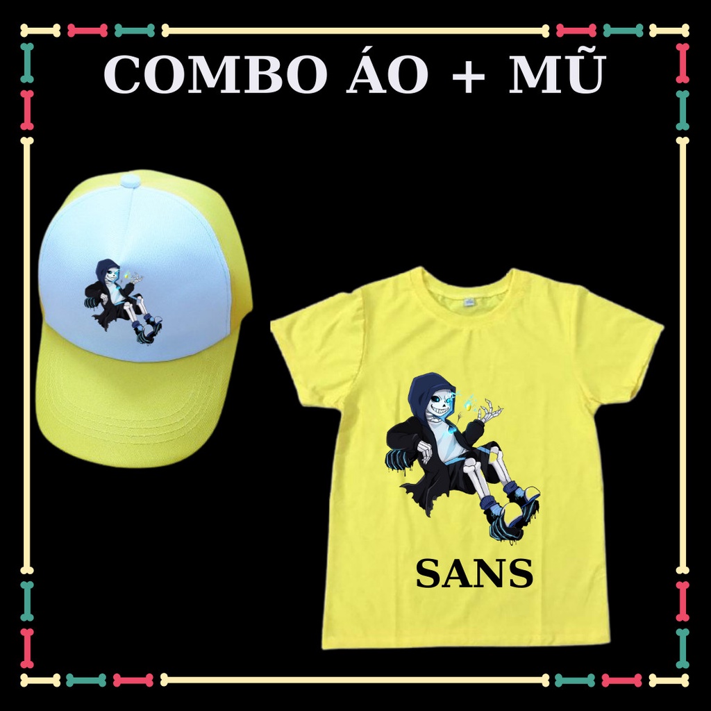 COMBO ÁO + MŨ/NÓN IN HÌNH SANS UNDERTABLE CHO BÉ TRAI