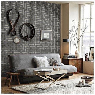 Decal 1m x 45cm dán tường - gạch vuông xám BBC02