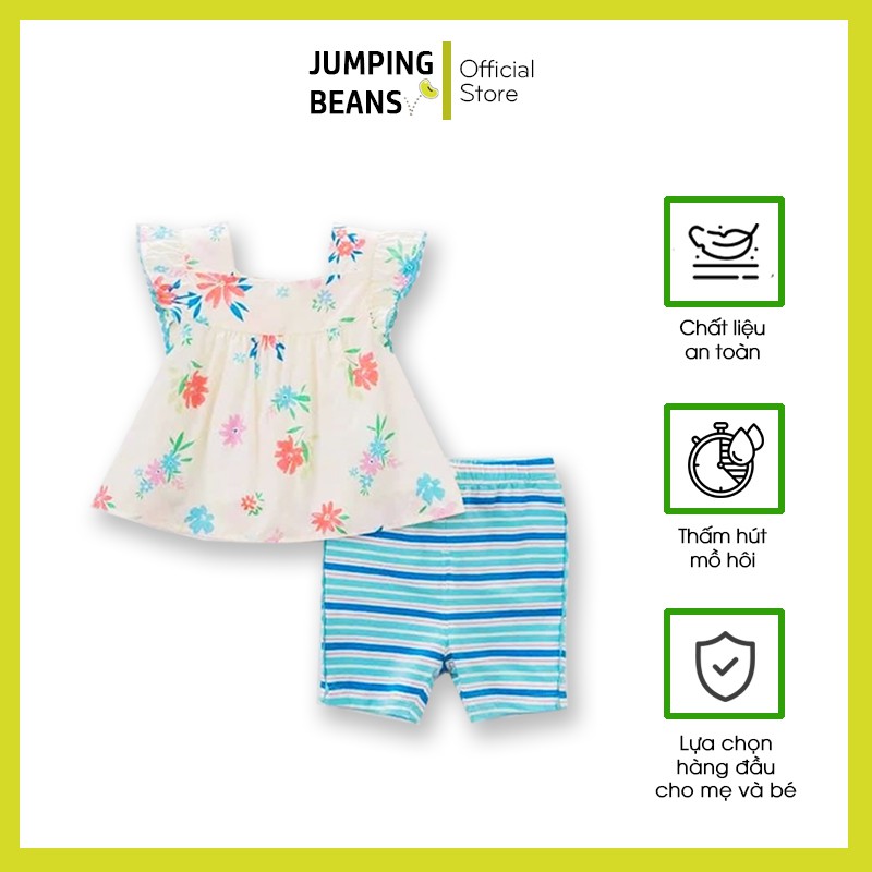 Bộ bé gái hoa tay cánh tiên quần kẻ xanh (Mã PD1902)  - Jumpingbeans.vn