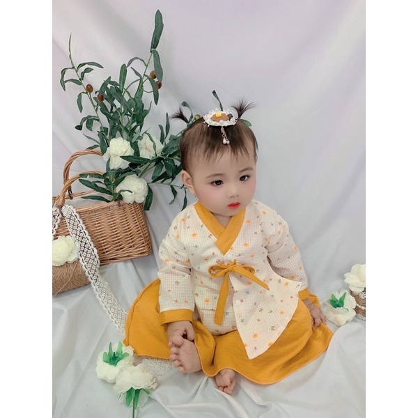 Sét Váy Hanbok Rời Cho Bé Gái 3 Đến 18kg, Đầm Bé Gái Chất Lụa Ướt Mềm Mát {A012}