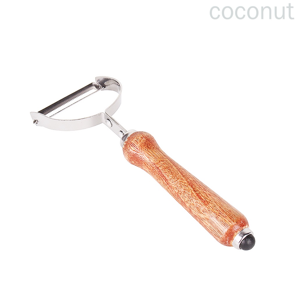 Dụng cụ gọt vỏ củ quả bằng thép không gỉ tay cầm gỗ dành cho nhà bếp