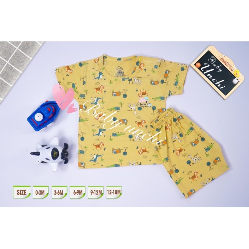 Bộ cộc tay Unchi peptit họa tiết 6-16kg