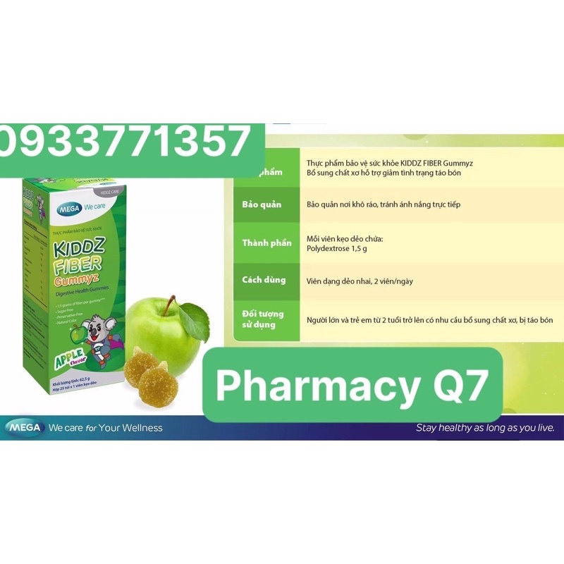 Viên nhai KIDS FIBER MEGA FIBER chew hỗ trợ táo bón bio acimin kẹo MEGA