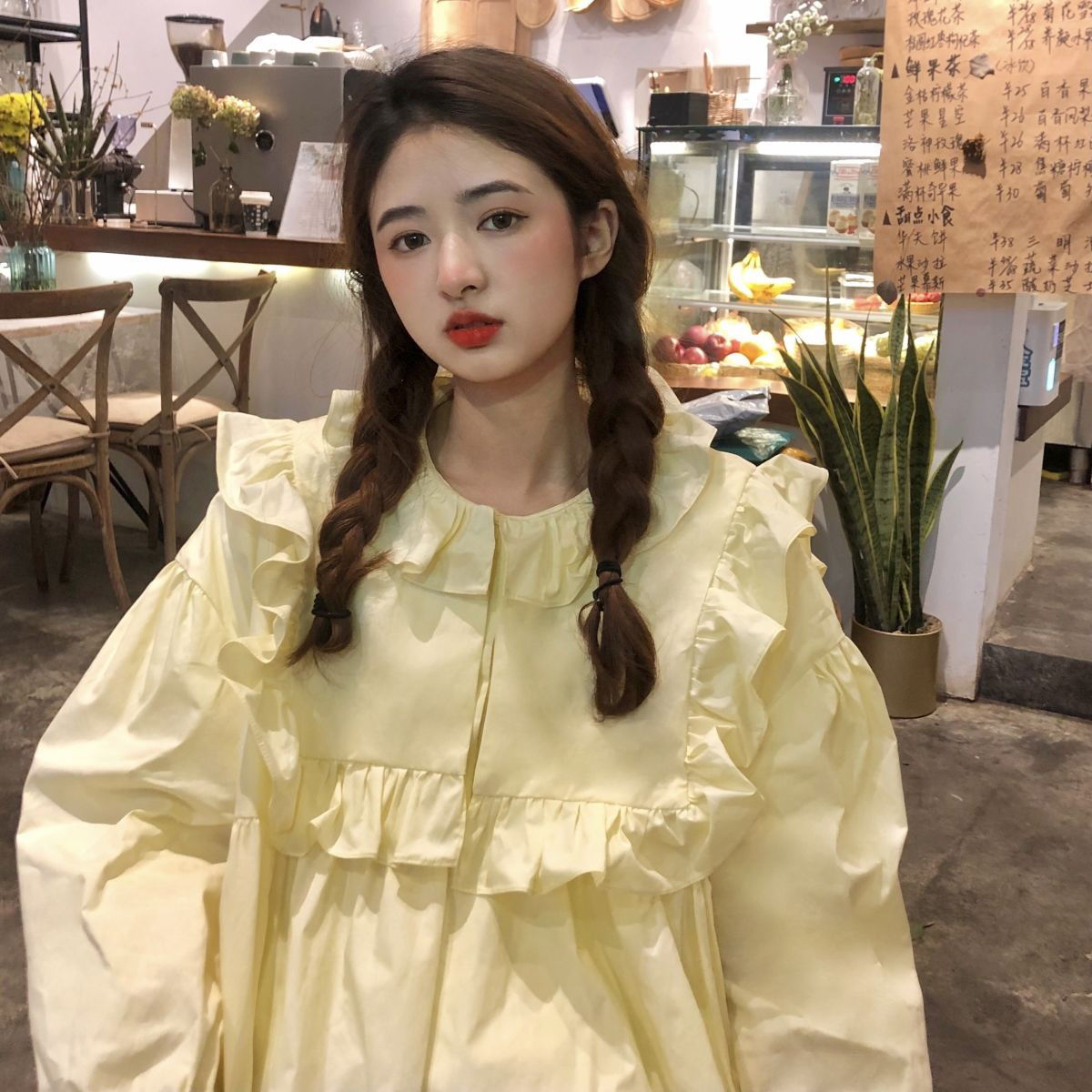 Áo sơ mi tay dài dáng rộng phong cách retro Pháp dành cho nữ 2021 | BigBuy360 - bigbuy360.vn