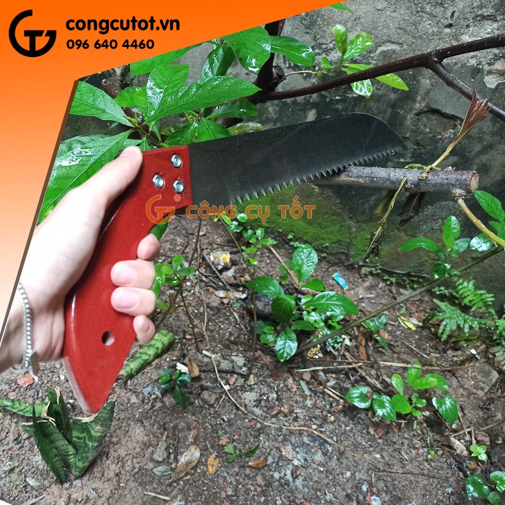 Cưa cành to lưỡi thép không gỉ 40cm cán gỗ - Make in Việt Nam