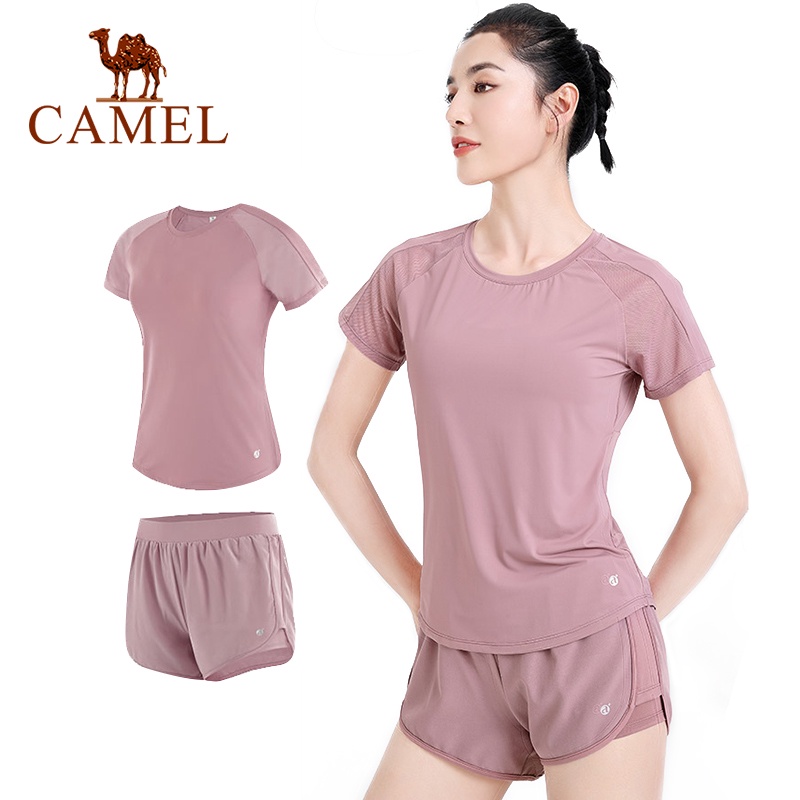 Bộ đồ thể thao ngắn CAMEL cho nữ tập gym/yoga