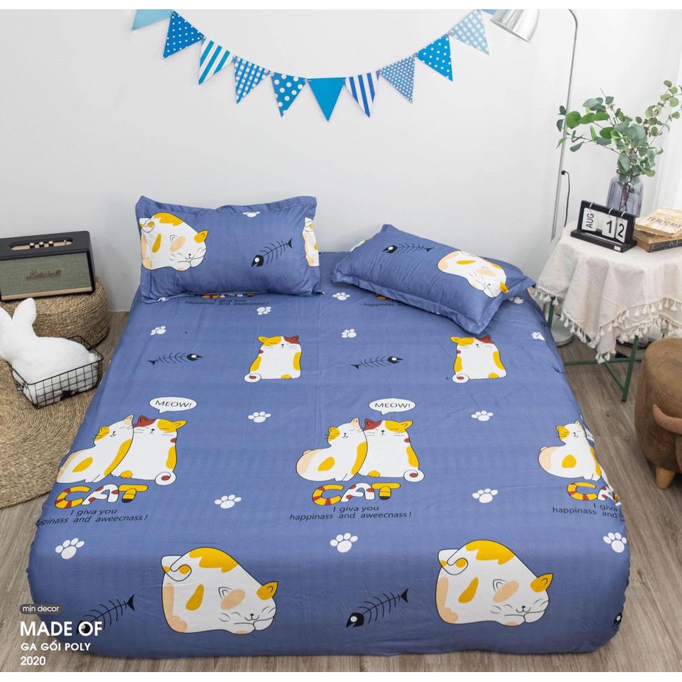 Ga Trải Giường M6/M8 Chất Poly Cotton Dày Dặn Tặng kèm 2 vỏ gối (Ghi chú mẫu khi đặt đơn nha) | BigBuy360 - bigbuy360.vn