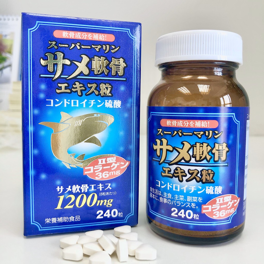 [CHÍNH HÃNG] Viên uống sụn vi cá mập Nhật Bản Super Marine 240 viên nhập khẩu chính hãng - Bổ sung dưỡng chất cho khớp