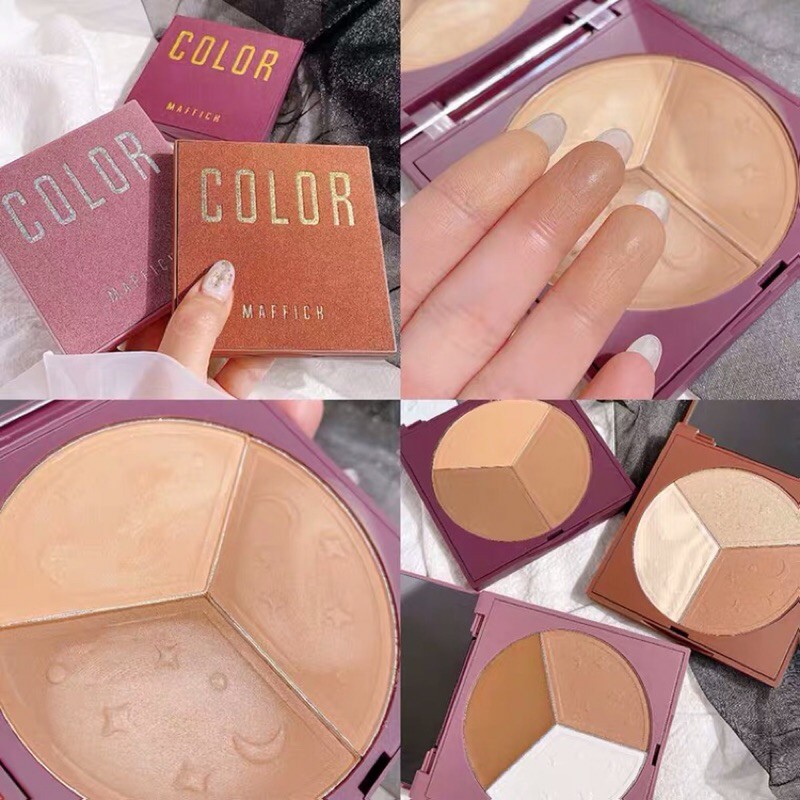 Phấn Maffick 3 ô màu nude tạo khối - highlight - bắt sáng