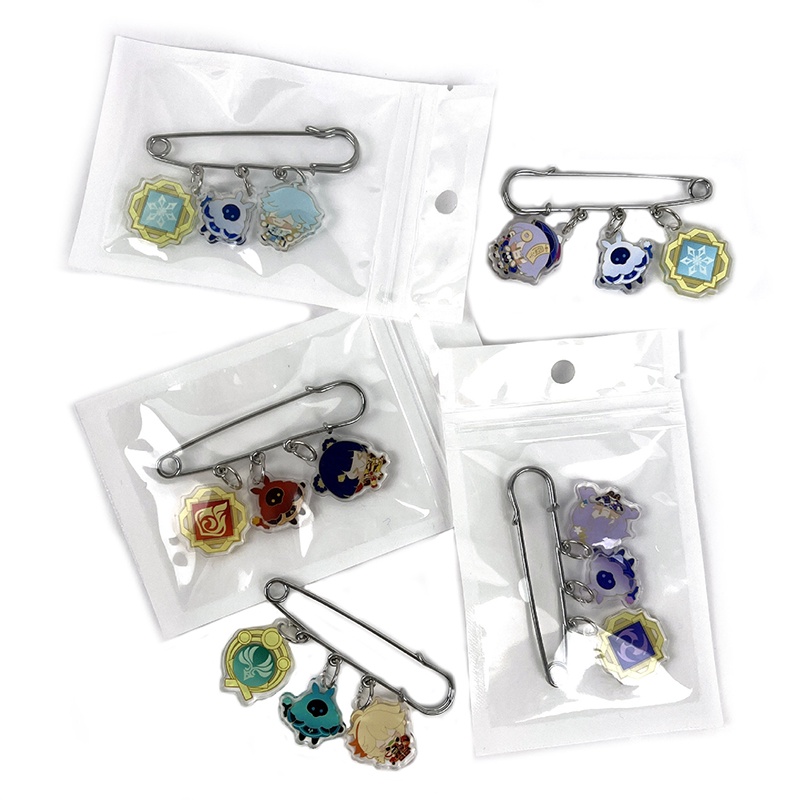 Genshin Ghim Cài Áo Bằng acrylic Hình Nhân Vật Hoạt Hình zhongli Ayakaganyu Dễ Thương