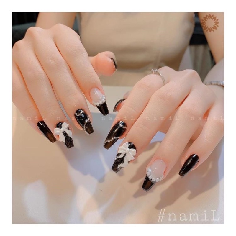 NAIL BOX GIÁ RẺ. SET 10 MÓNG UP MỸ VẼ ĐẦU MÓNG VÀ GẮN CHARM