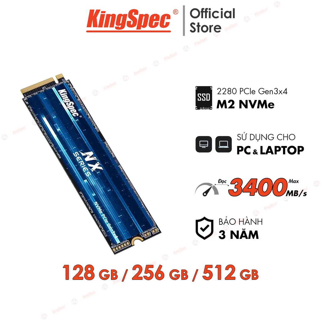 Ổ cứng SSD KingSpec M2 PCIe NVMe , 128GB / 256GB / 512GB | NX Series - Hàng Chính Hãng