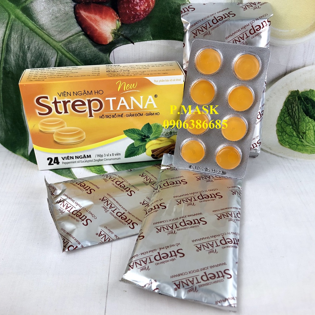 Viên ngậm ho STREPTANA 24 Viên/ hộp - Hỗ Trợ Bổ Phế, Giảm Đờm, Giảm Ho