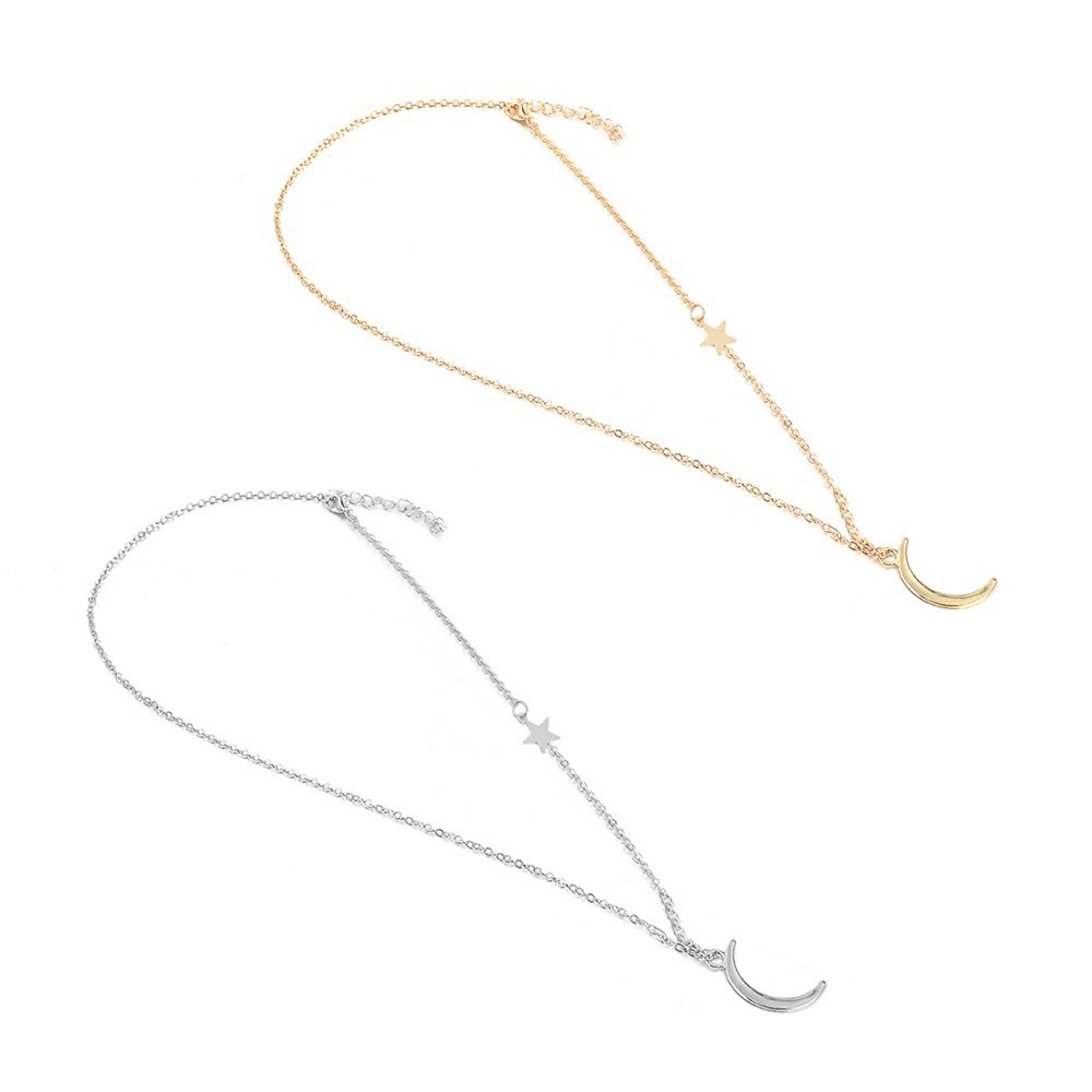 Dây Chuyền Hợp Kim Mặt Hình Mặt Trăng Và Ngôi Sao Thời Trang Cho Nữ