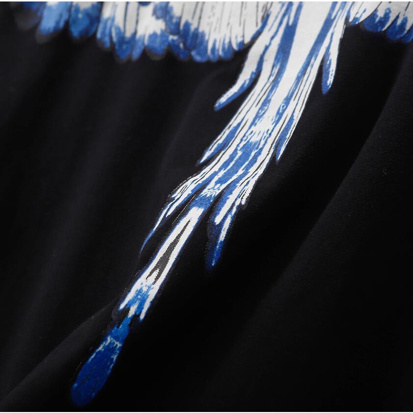 Áo Thun Cotton Đen Tay Ngắn In Hình Bầu Trời Xanh Và Đám Mây Trắng Thời Trang