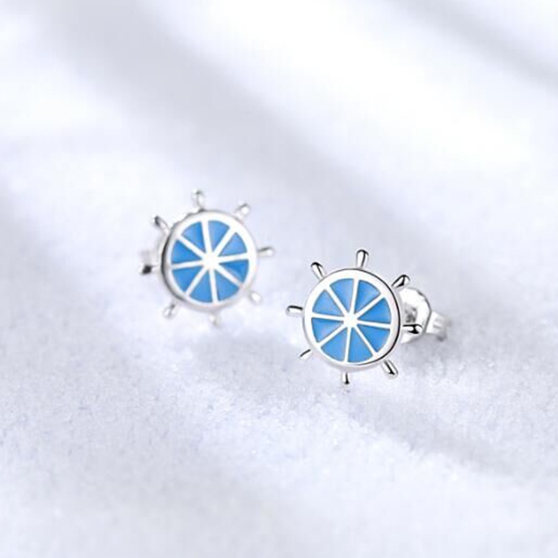 Earrings Girl Earrings Blue Rudder Steering Wheel Earrings Oil Drop Earrings Fresh Jewelry
