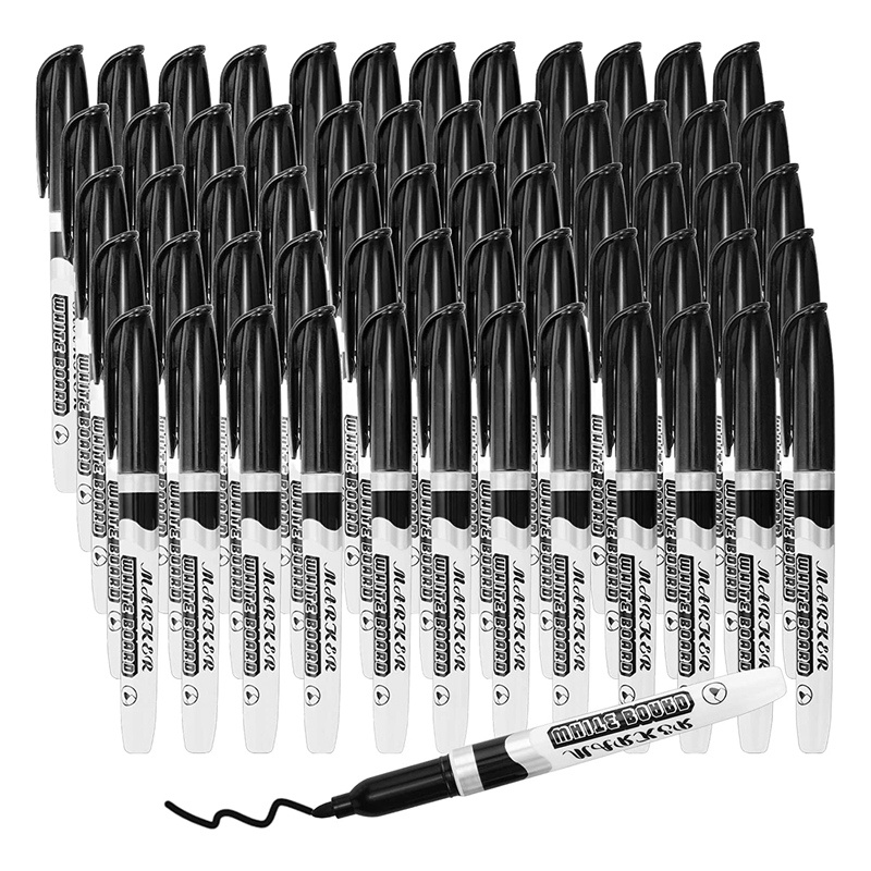 Bộ 60 Bảng Đánh Dấu Khô Đầu Mảnh Màu Trắng Đen Dùng Cho Lớp Học / Văn Phòng