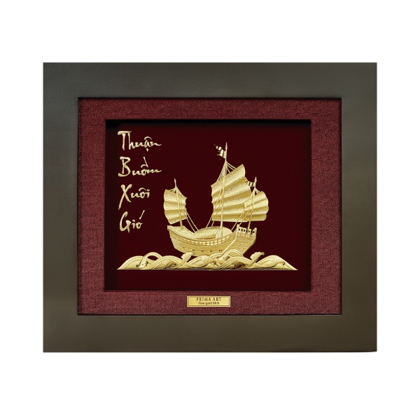 Tranh Vàng 24K PRIMA ART - Thuận Buồm Xuôi Gió May Mắn Bình An - Size 25 x 29 cm - CGS-0624-01