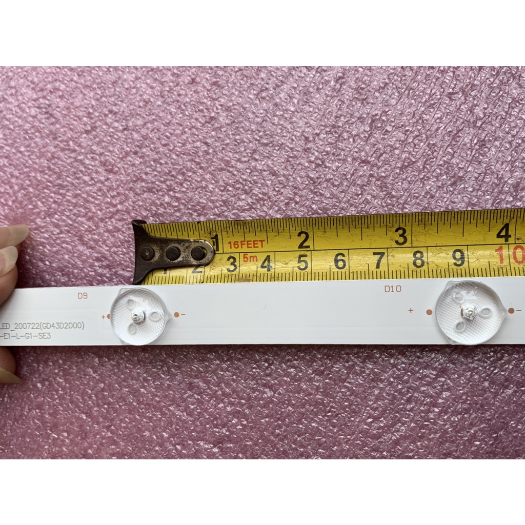 LED TIVI ĐỘ TIVI 43 INCH 1 THANH 10 BÓNG MỖI BÓNG 3V KHOẢN CÁCH BÓNG 8,9cm DÀI 85,5cm SVJ430A07_REV08_10 LED GD43D2000