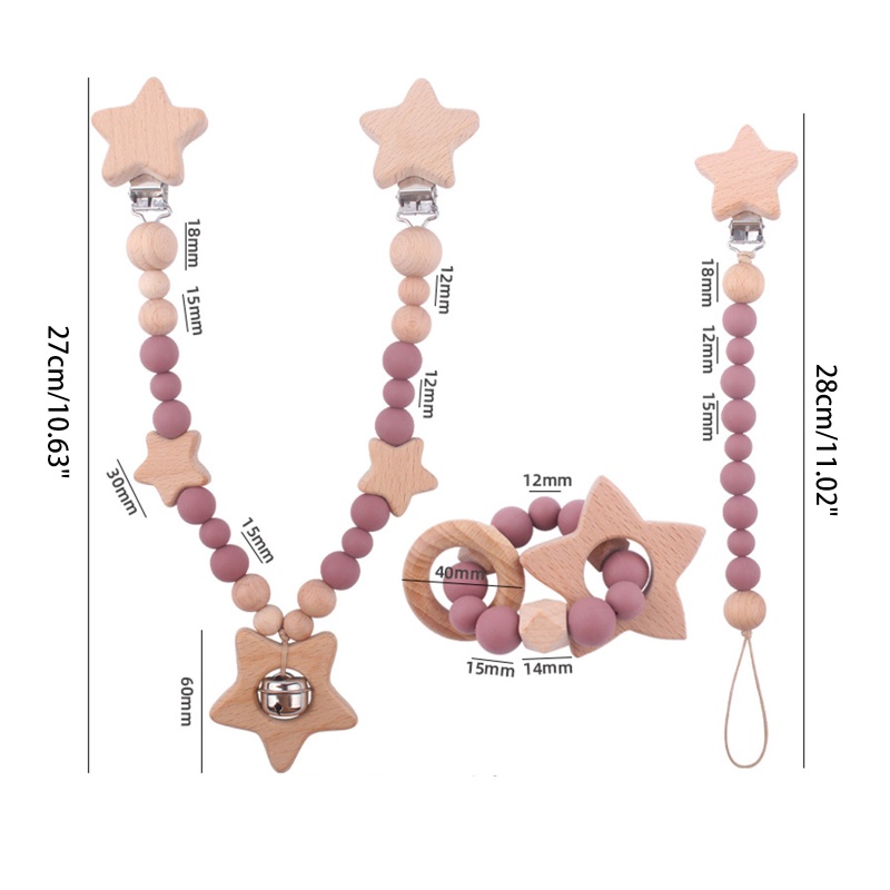 Set 3 Vòng Tay Chuỗi Hạt Silicon Đeo Xe Đẩy Em Bé Mới