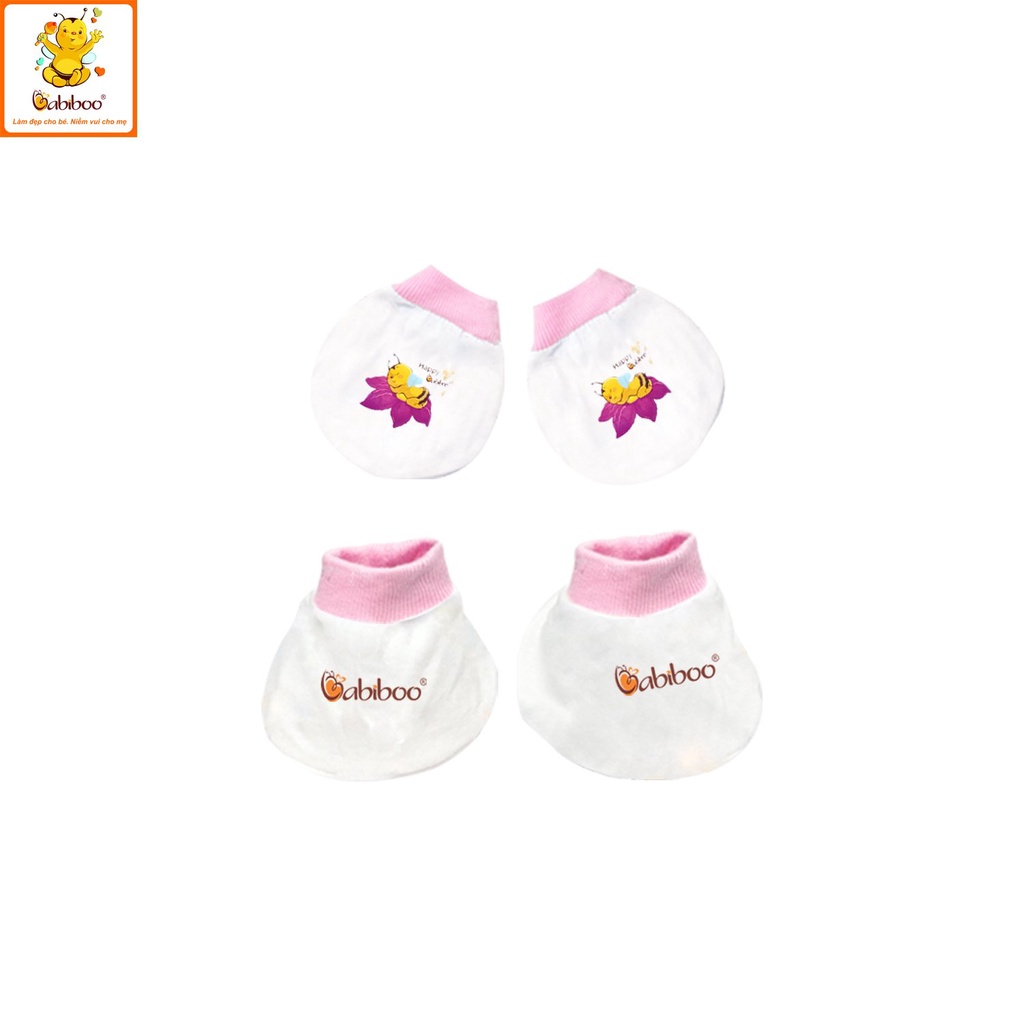 Bộ bao tay bao chân Babiboo 100%cotton cho bé sơ sinh BB57