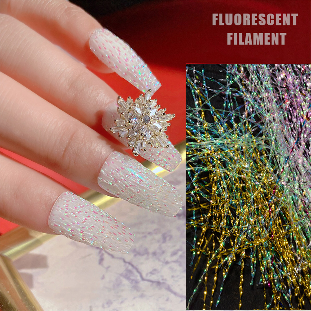 Sợi thủy tinh dạ quang nhiều màu tùy chọn dùng trang trí móng tay