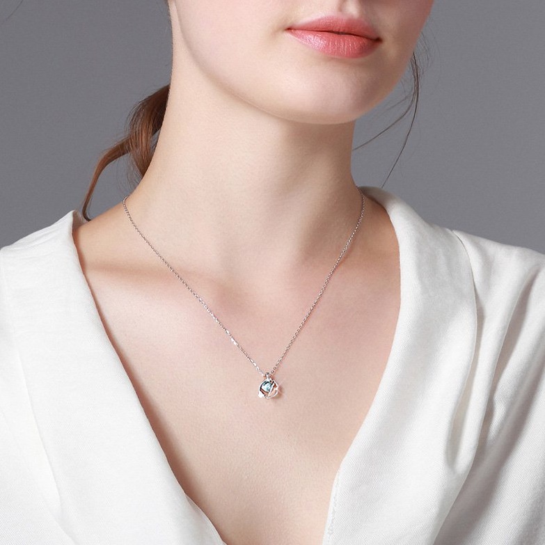 Dây chuyền bạc đính đá Ocean đơn giản Asimi, dây chuyền nữ đính đá thanh lịch quyến rũ Ocean Line DC05