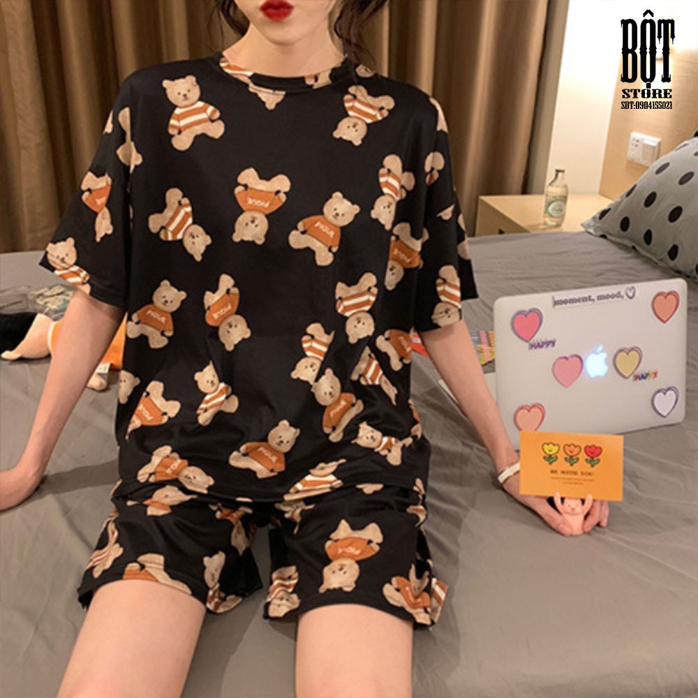 Bộ đồ ngủ thun cotton cộc tay cho nữ chất mát mặc ngủ hoặc đi chơi mùa hè DN09 | BigBuy360 - bigbuy360.vn