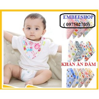 Khăn tam giác cotton 2 lớp có nút bấm (cho bé ăn dặm)