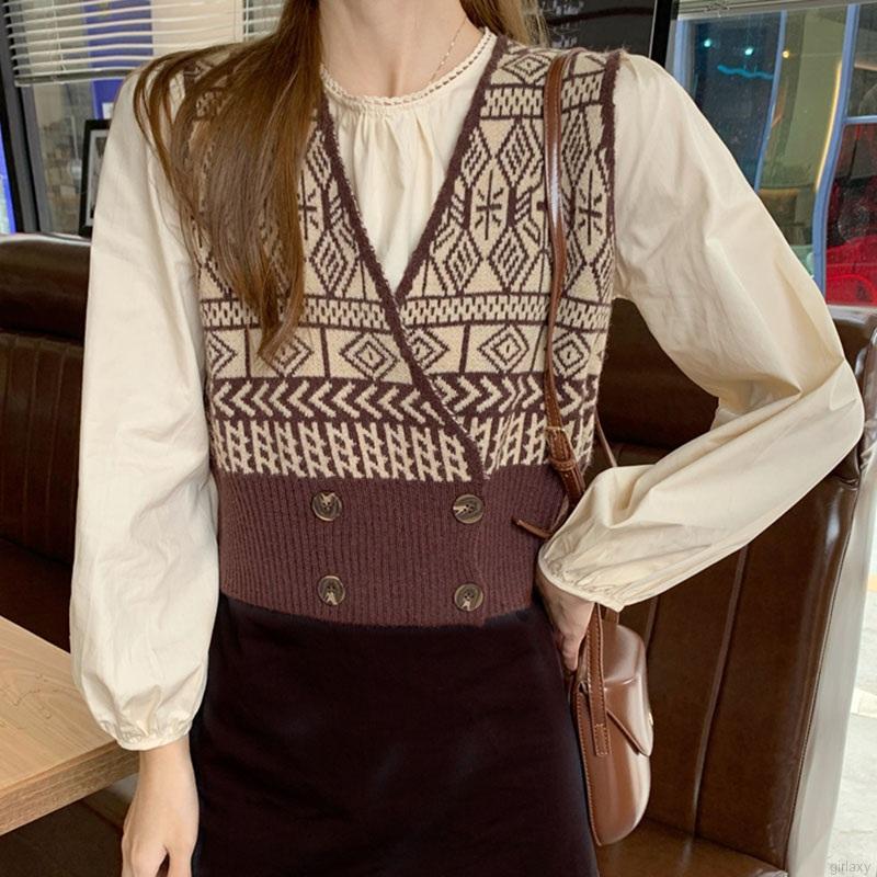 Áo Khoác Len Cardigan Không Tay Dáng Rộng Phong Cách Cổ Điển Hàn Quốc | BigBuy360 - bigbuy360.vn