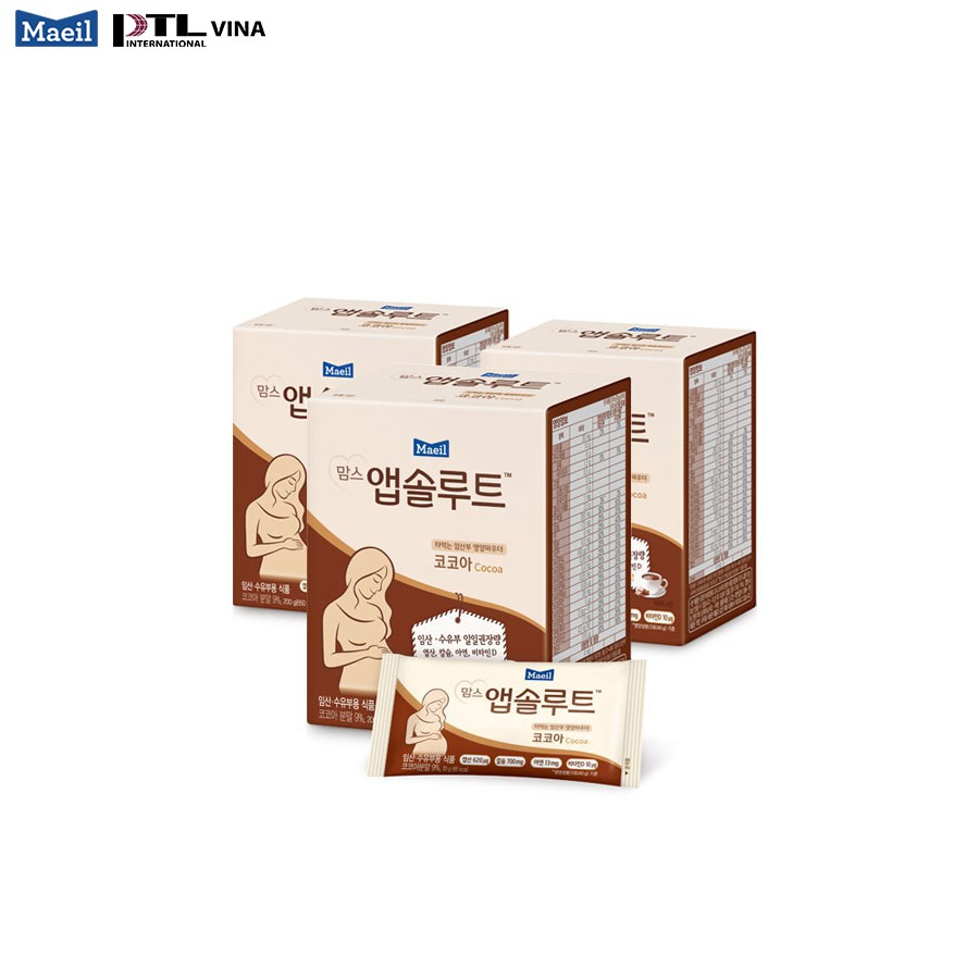Sữa Bầu MAEIL Mom’s Absolute Hàn Quốc Hương CaCao, Bổ Sung DHA Sắt Canxi Vị Ngon Dịu Dễ Uống  (10 Gói x 20g)