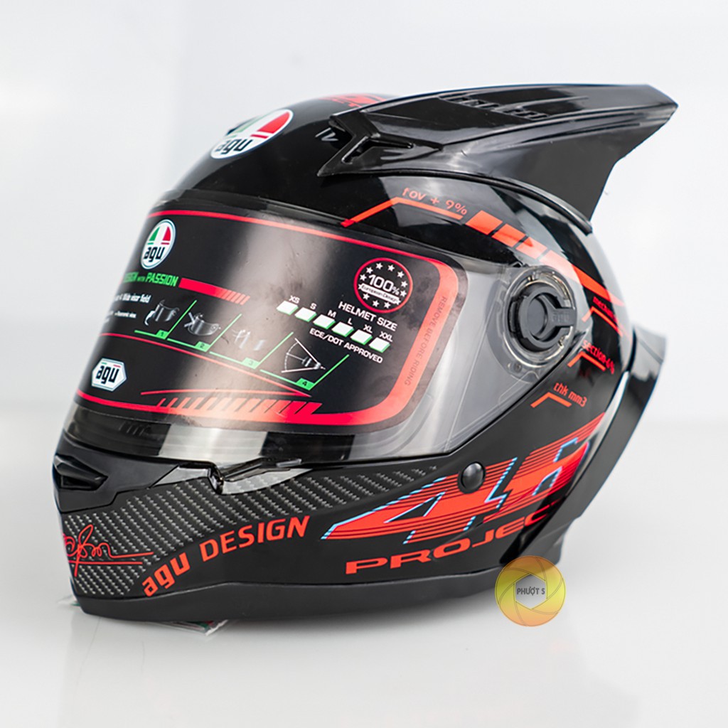 NÓN BẢO HIỂM AGU TEM PHẢN QUANG - RÙA - CÁ TẶNG TÚI ĐỰNG NÓN