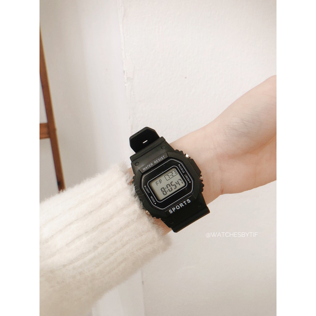 Đồng hồ thể thao nam nữ CHUBBIE full black đồng hồ điện tử unisex Watchesbytif size 35mm kèm báo thức đi học đi chơi | BigBuy360 - bigbuy360.vn