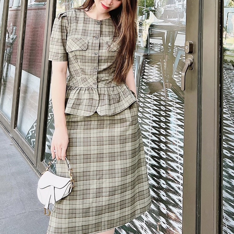 Set đầm G466 dáng peplum công sở BIGSIZE chất đẹp sang chảnh - GEM Fashion