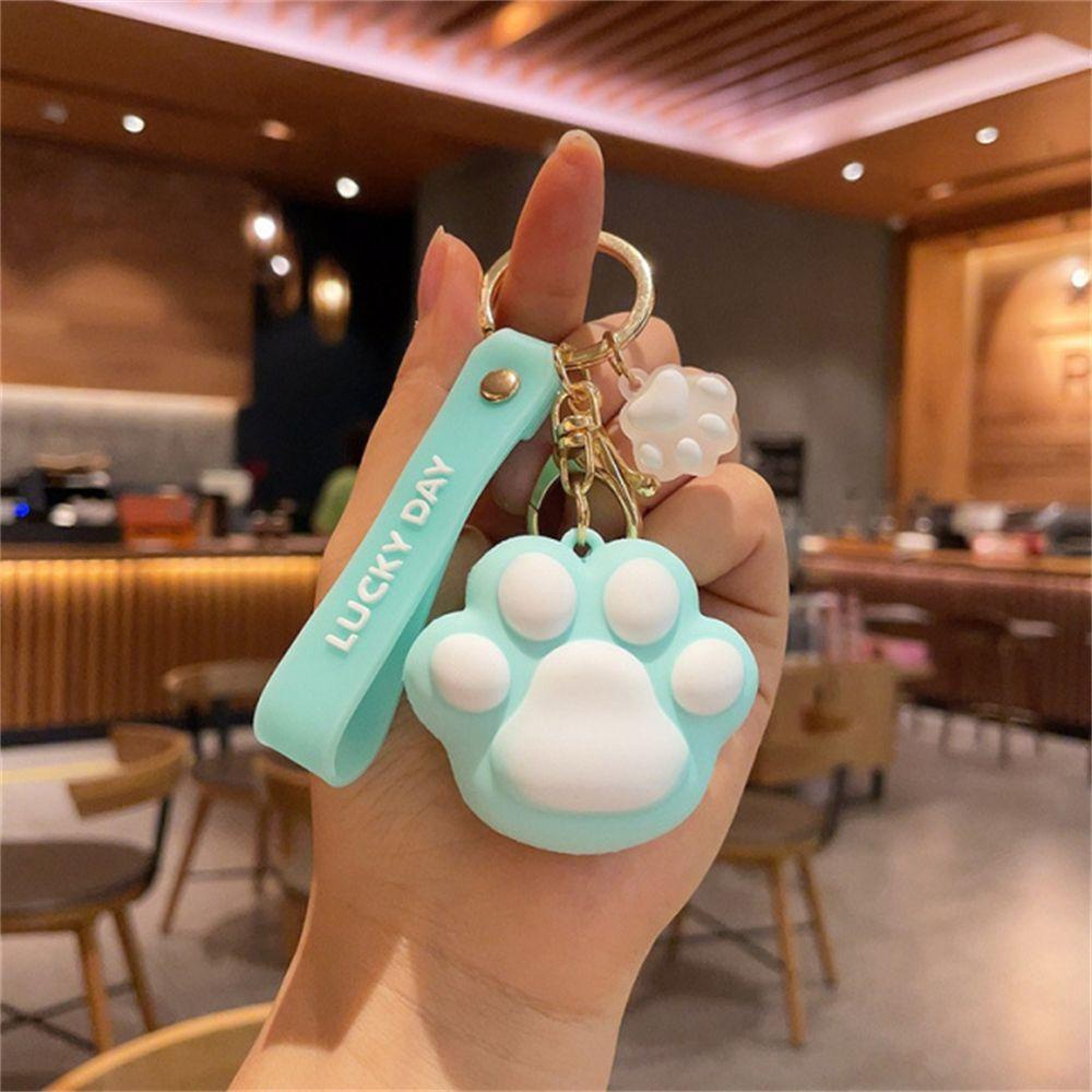 LANFY Móc Khóa Nhựa PVC Hình Chân Mèo Thời Trang
