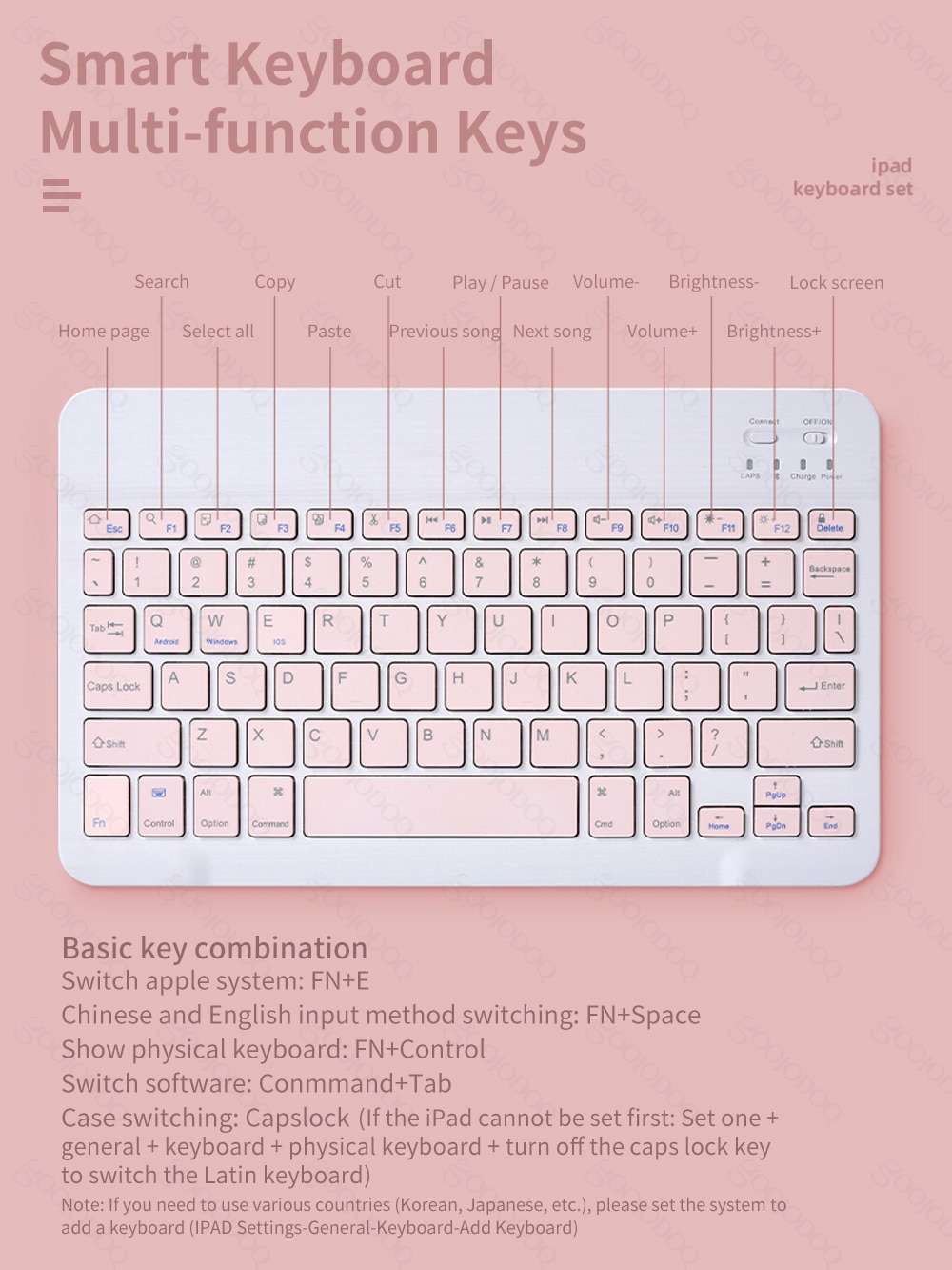 For IPad 7th Generation 10.2 and 9.7&quot; Bluetooth Keyboard Pro 11 Air 3 Pro 10.5 Air 2 with Mouse For IOS Android Tablet