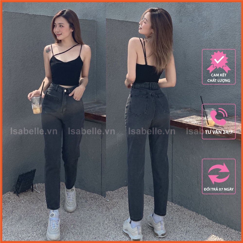 Quần Jean Baggy Nữ ISABELLE - Màu Xám Đen - Chất Jean Dày Dặn, May Kỹ - Mã 126X