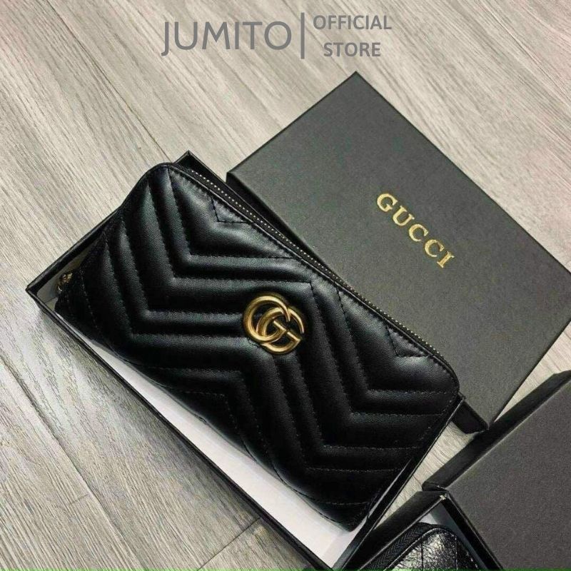 Ví nữ da dáng dài cầm tay gập Gu.cci khóa kéo cao cấp fullbox JUMITO SB1519