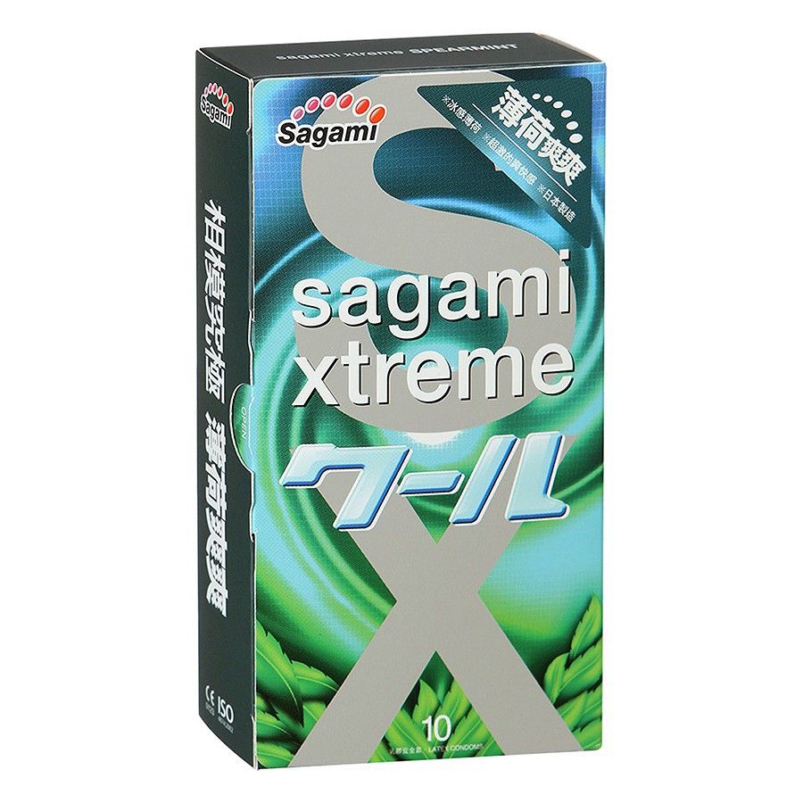 COMBO 2 hộp bao cao su Sagami có gai + kéo dài thời gian 20 chiếc Xtreme White và Spearmint bạc hà