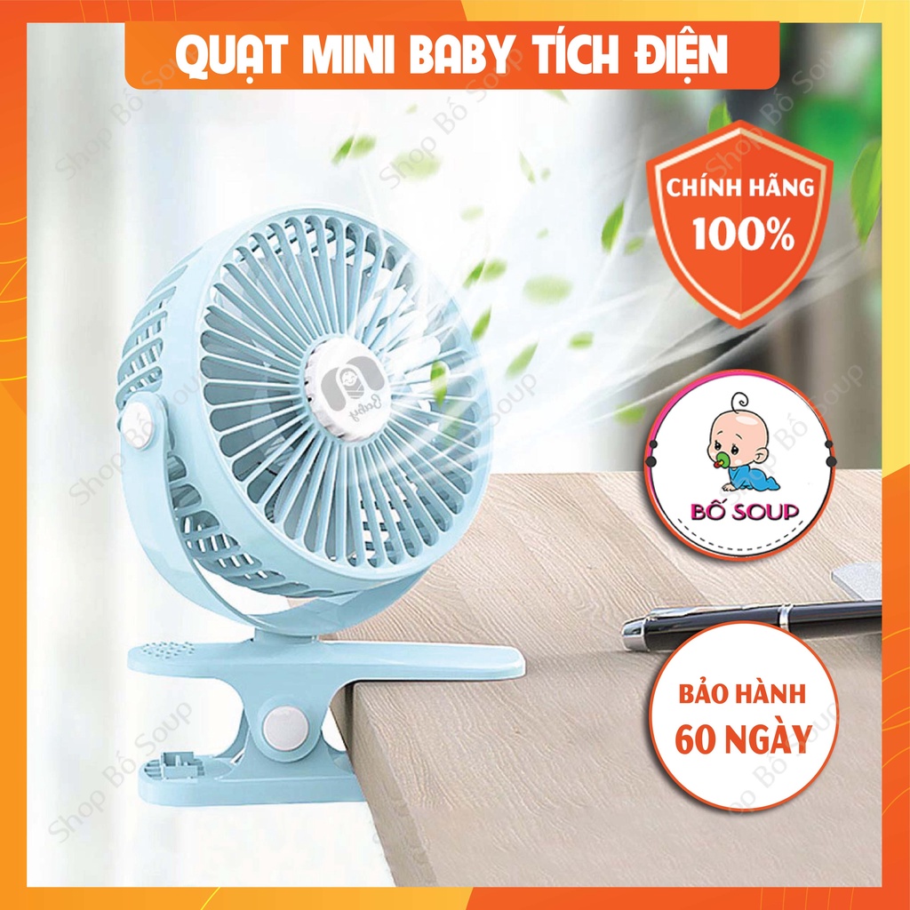 Quạt tích điện mini cầm tay để bàn kẹp xoay 720 độ cho bé