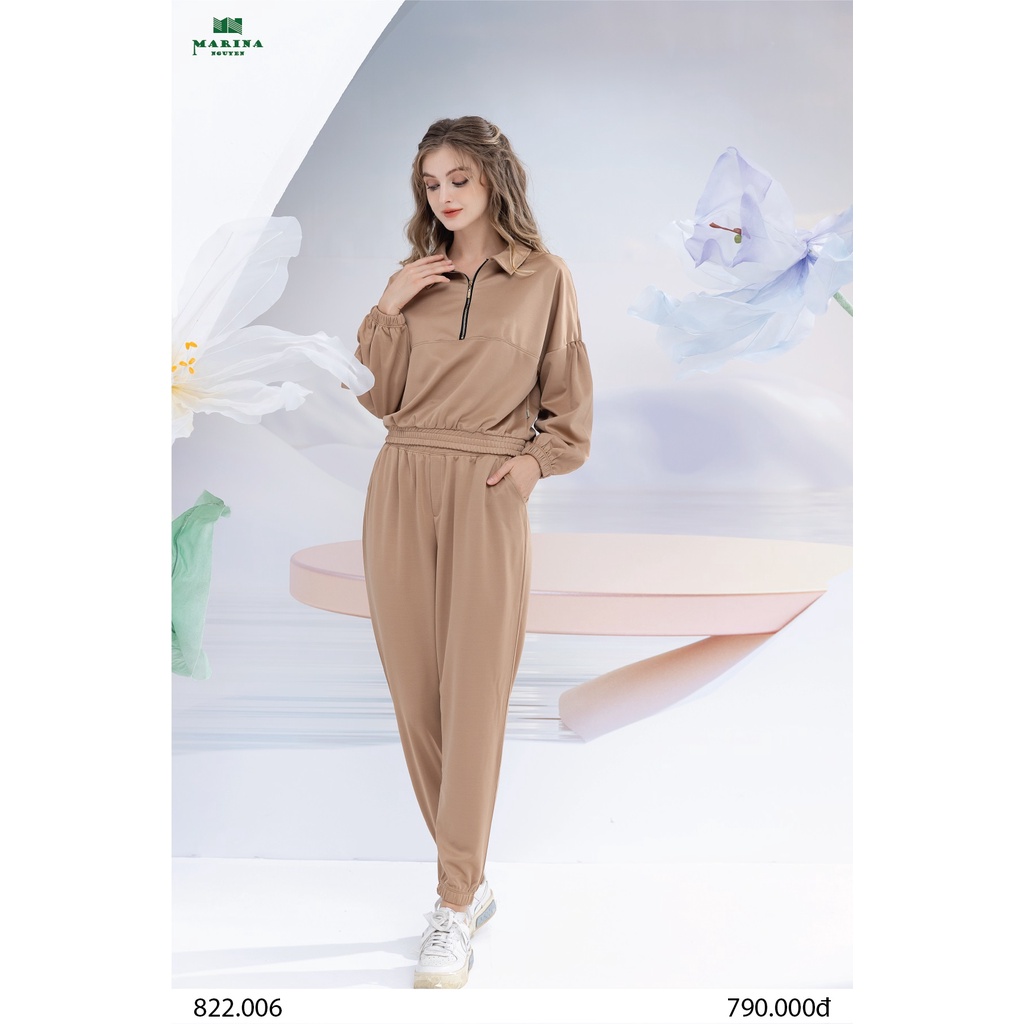 Bộ Đồ Thu Đông Nữ MARINA NGUYỄN Thiết Kế Dài Tay, Kiểu Dáng Trẻ Trung, Chất Liệu Cotton Lụa Mềm Mịn - 822006