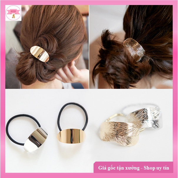 Dây Cột Tóc Dây Buộc Tóc Kim Loại  Chiếc Lá Thời Trang Hàn Quốc Sang Chảnh Cho Nữ