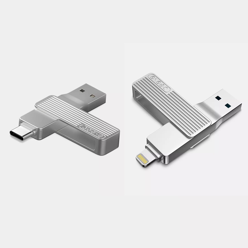 ﺴ✸☃Đầu Chuyển Đổi Xiaomi Jesis 2-Trong-1 USB 3.1 Type-C Apple Mfi 32G 64G 128G Xoay 360 ° Hoạt Động Với Ứng Dụng Thông | BigBuy360 - bigbuy360.vn