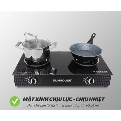 BẾP GAS DƯƠNG KÍNH SUNHOUSE SHB3366MT  chính hãng-Tặng dây gas- Hệ thống đánh lửa Magneto tạo tia lửa nhanh