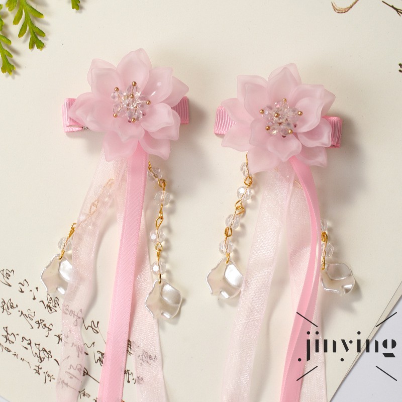 GETNOIVAS Kẹp tóc hoa đính tua rua phong cách Trung Quốc cổ điển