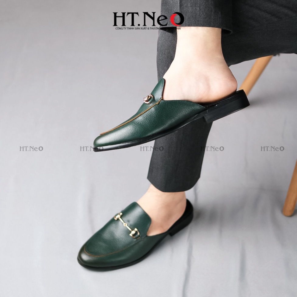 Giày sục nam - Giày mules nam HT.NEO Đế phíp, quai kim loại cùng da bò thật tạo nến sự quý phái, thu hút và sang S003